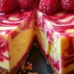 Delicious Lemon Raspberry Swirl Cheesecake