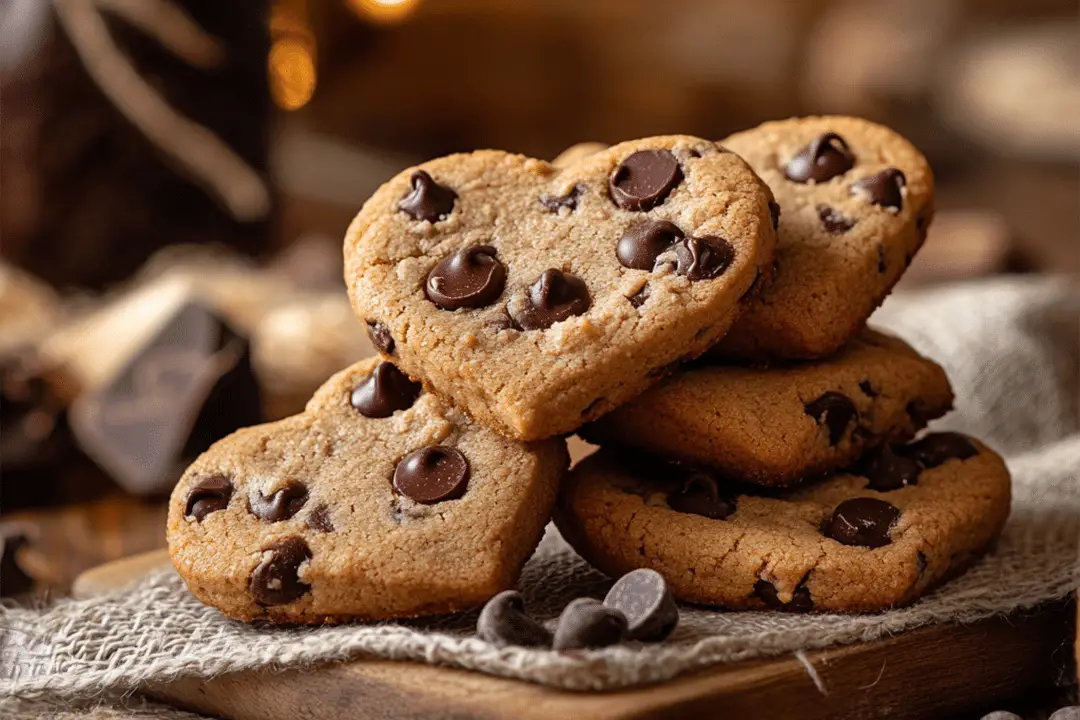 Heart-Shaped Chocolate Chip Cookies
