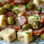 Marinated Cheese with Salami & Olives