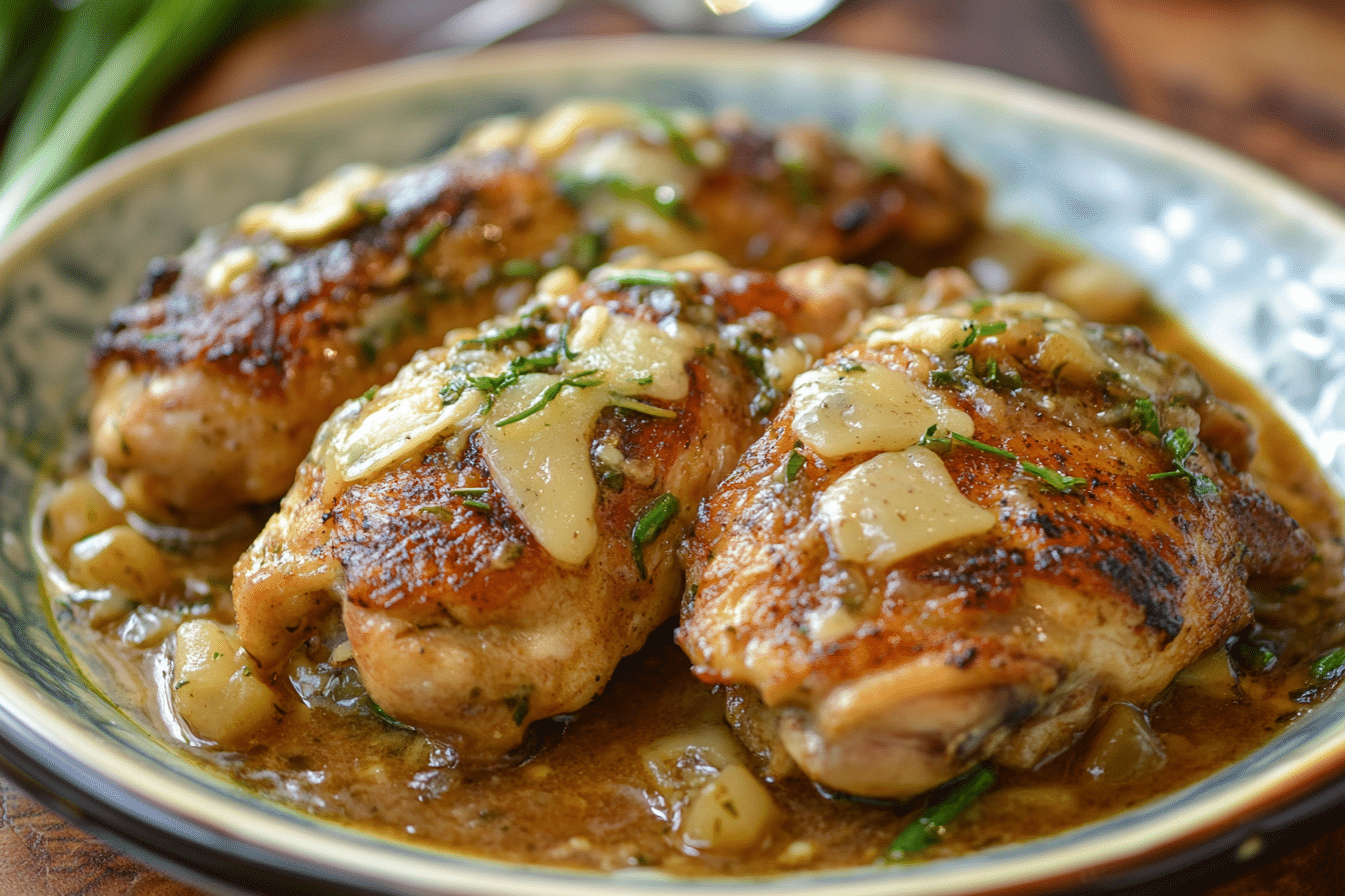 Garlic Chicken with Asiago Gravy