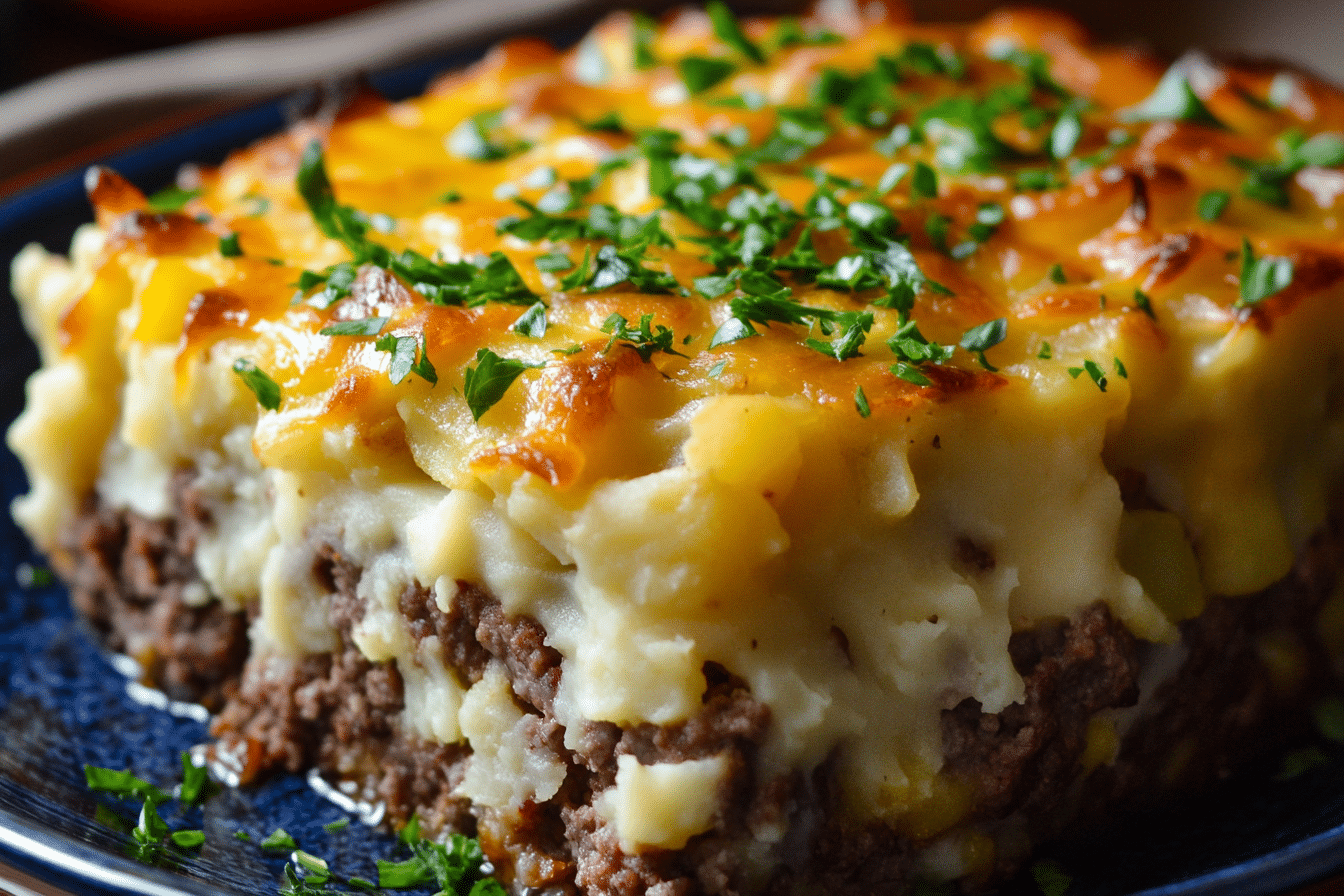 Loaded Mashed Potato Meatloaf Casserole