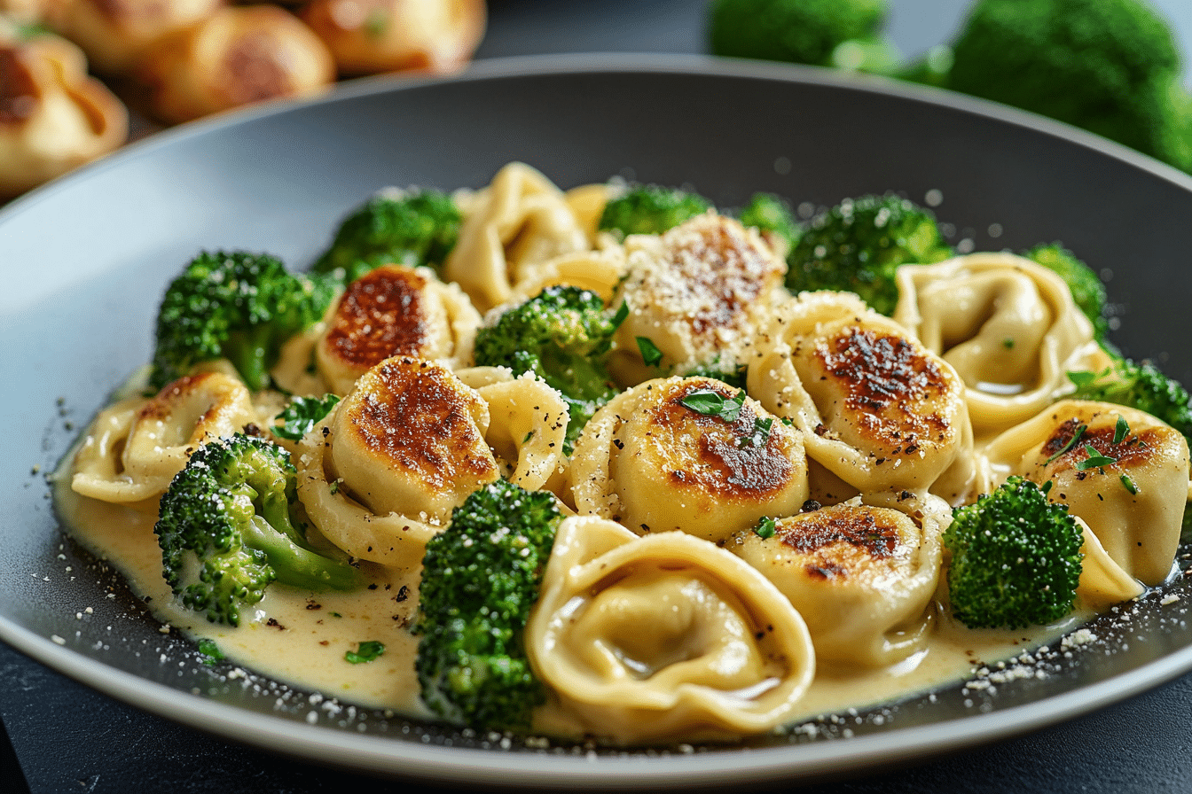 Garlic Parmesan Tortellini with Chicken & Broccoli