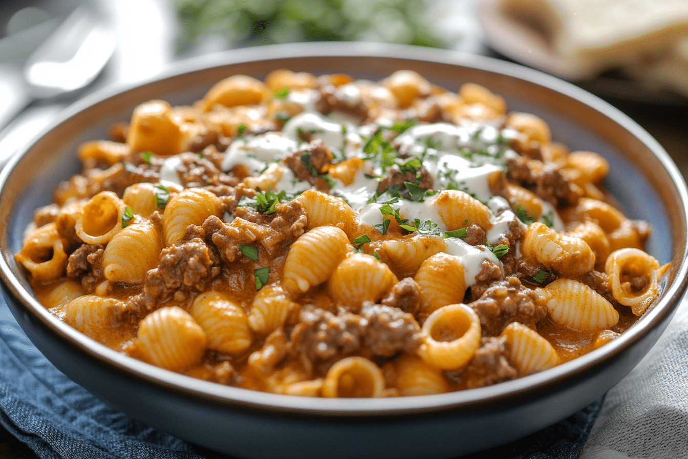 One-Pot Creamy Beef & Shells