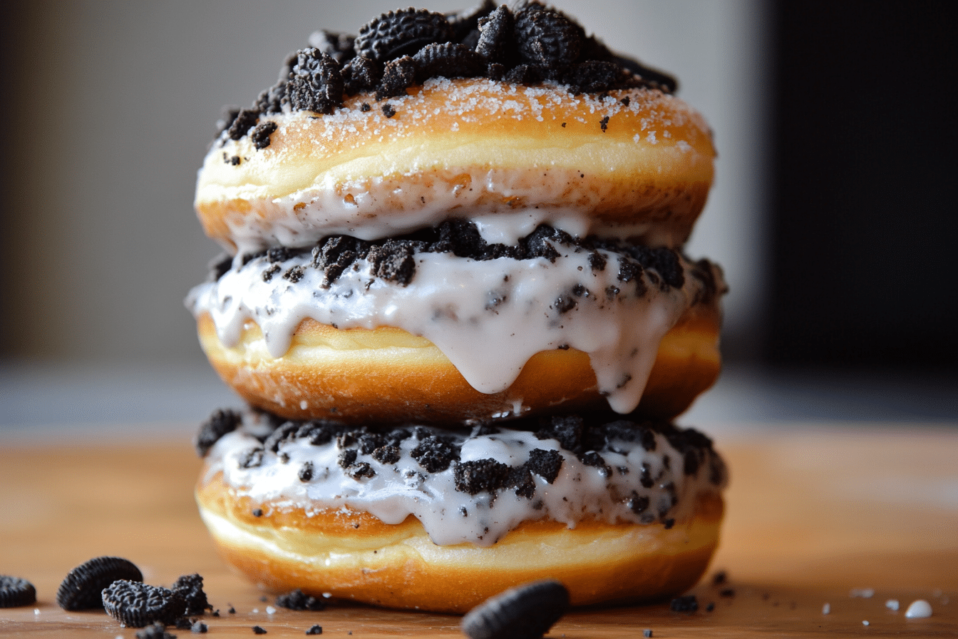 Oreo Cheesecake Stuffed Donut Burger