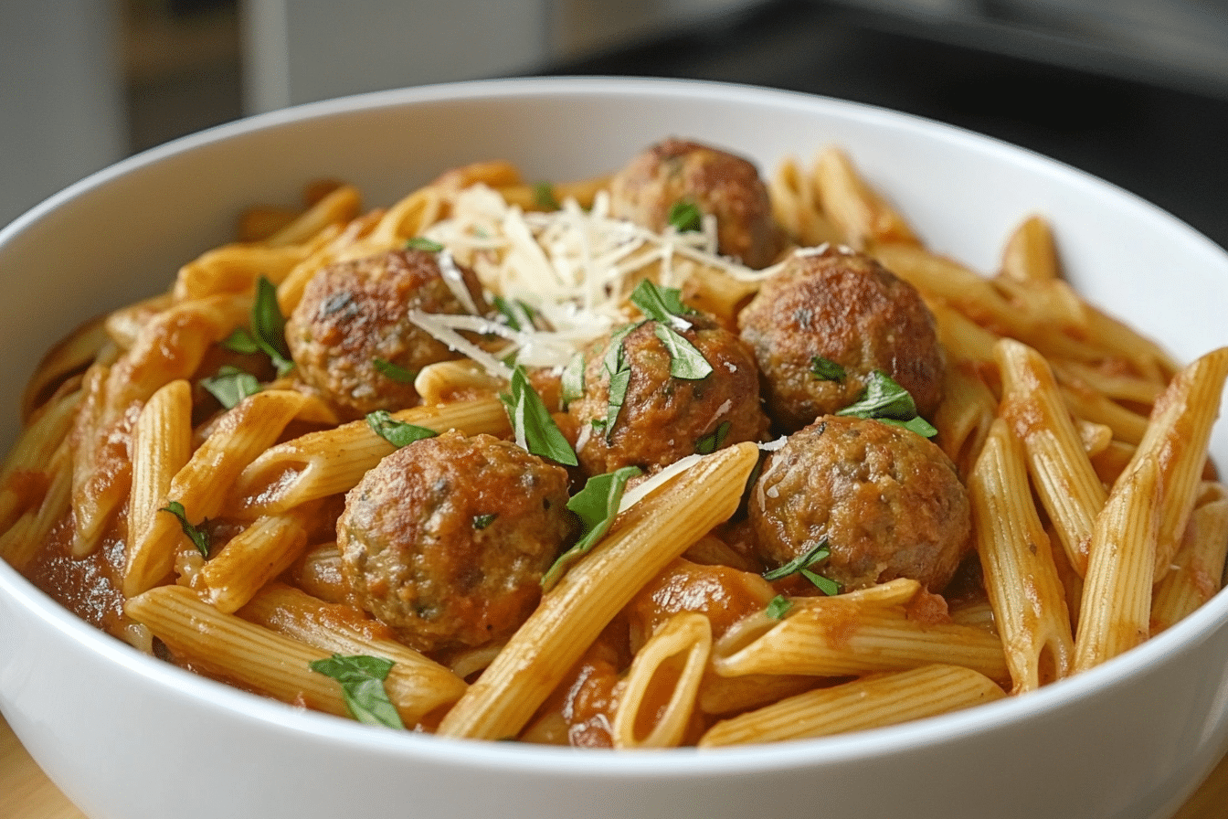 Penne Meatballs in Tomato Sauce