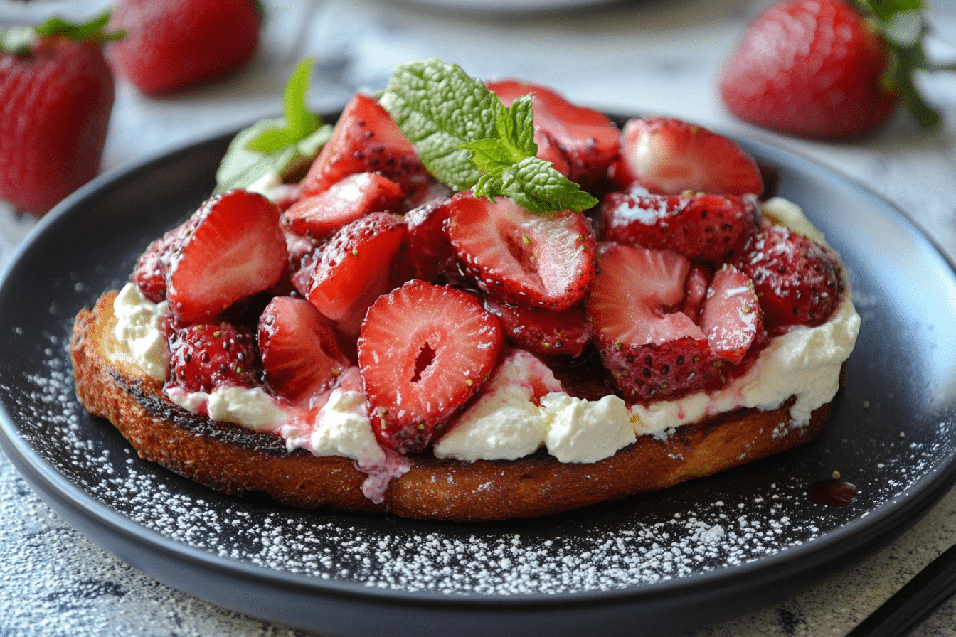 Roasted Strawberry Whipped Ricotta Toast