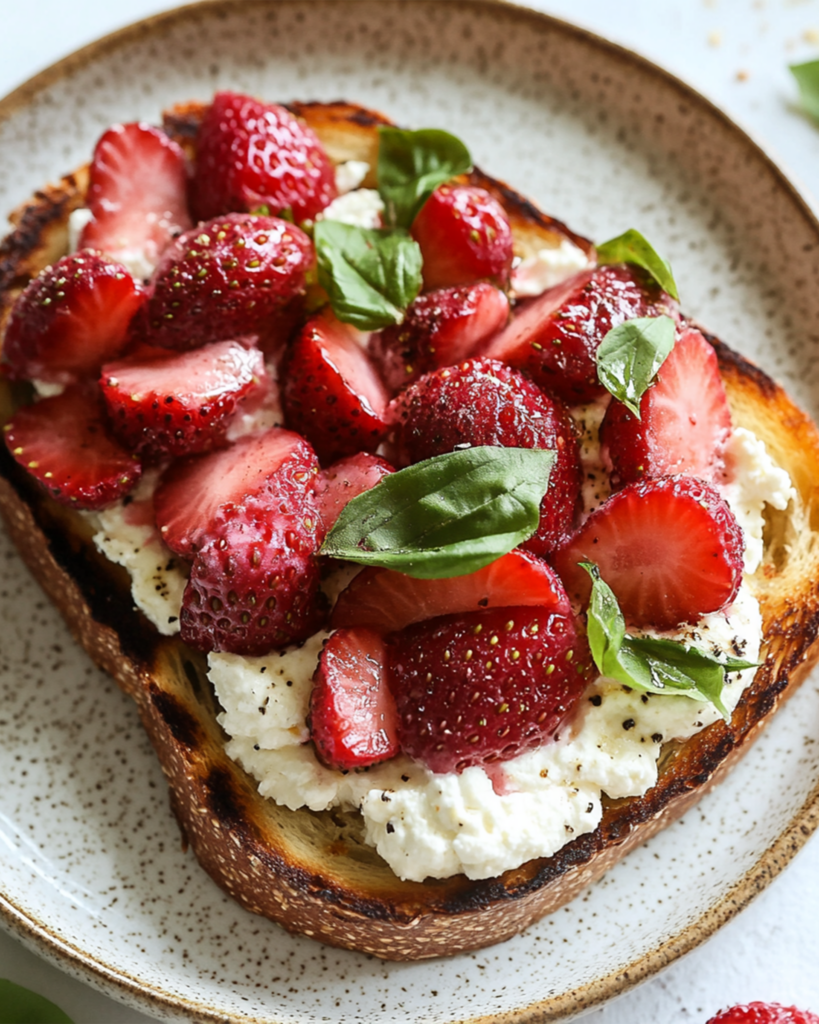 Roasted Strawberry Whipped Ricotta Toast