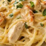 Creamy Crockpot Chicken Spaghetti