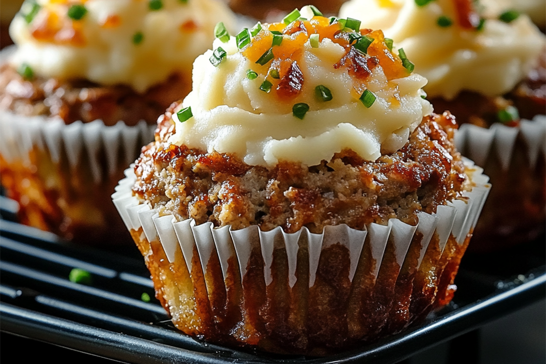 Meatloaf Cupcakes with Whipped Potato