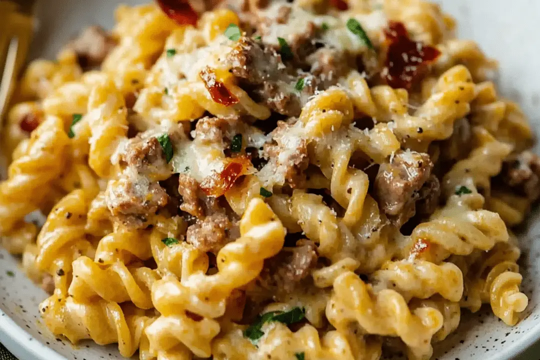 One-Pot Beef and Cheddar Ranch Pasta