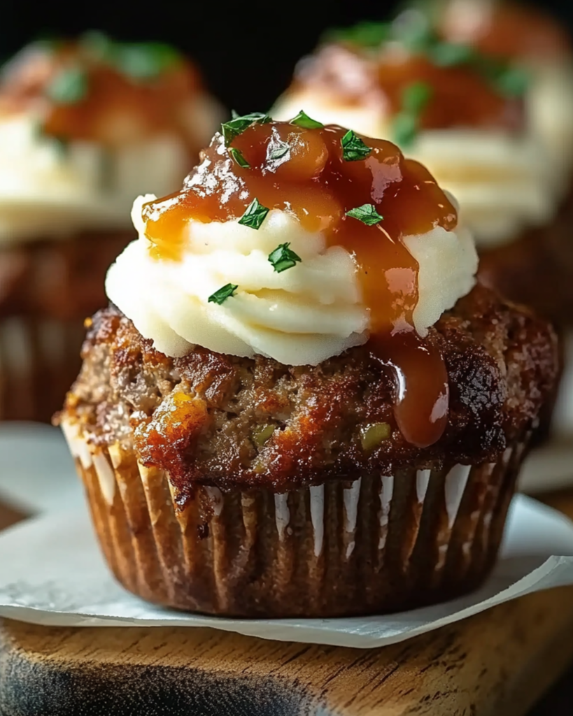 Meatloaf Cupcakes with Whipped Potato