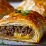 Savory Meat & Cheese Puff Pastry Rolls