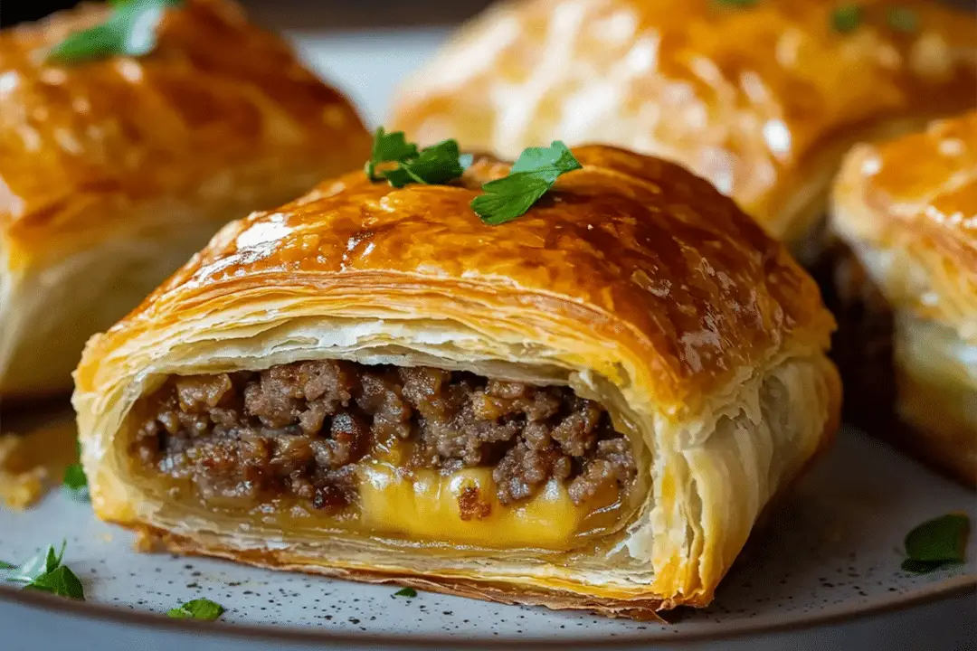 Savory Meat & Cheese Puff Pastry Rolls