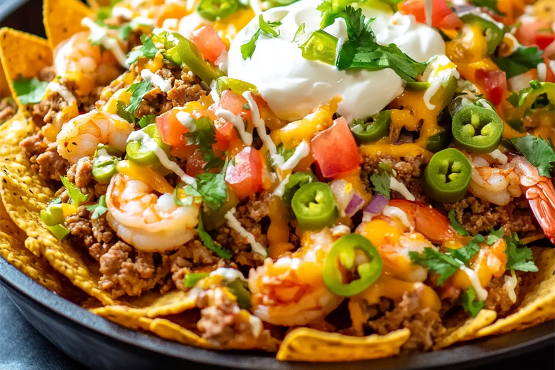 Doritos Nachos with Beef, Shrimp & Cheese