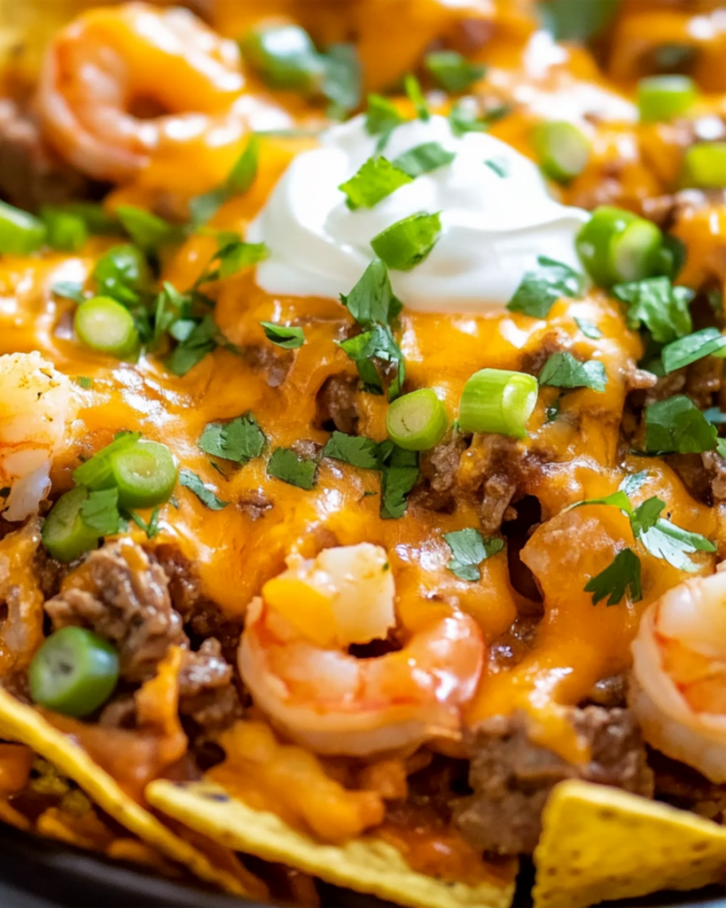 Doritos Nachos with Beef, Shrimp & Cheese