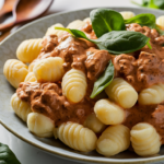 Creamy Gnocchi Bolognese with Spinach