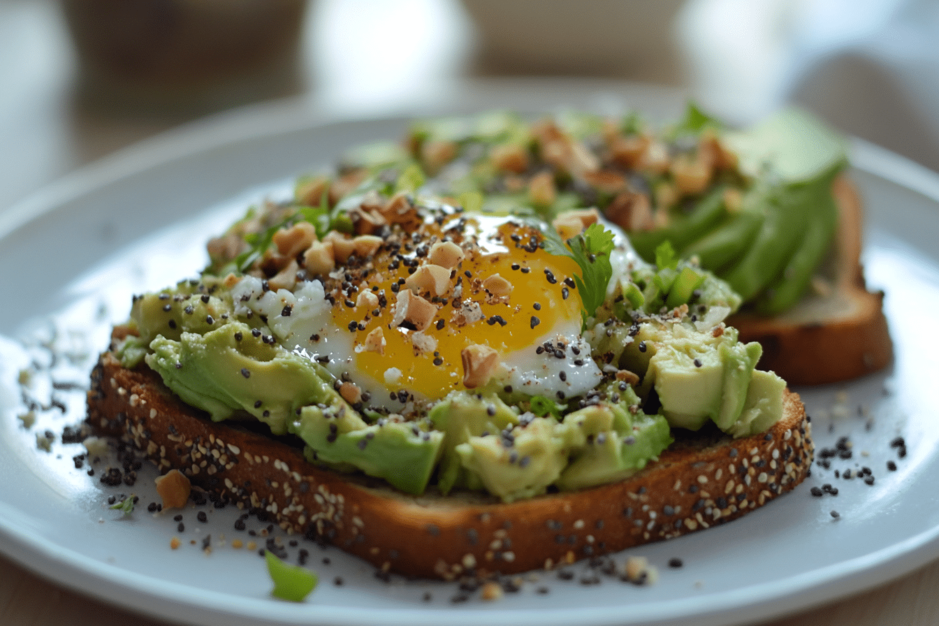 Avocado Toast with Bagel Seasoning & Poached Egg