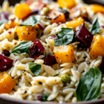 Fall Orzo Salad with Hot Honey Vinaigrette
