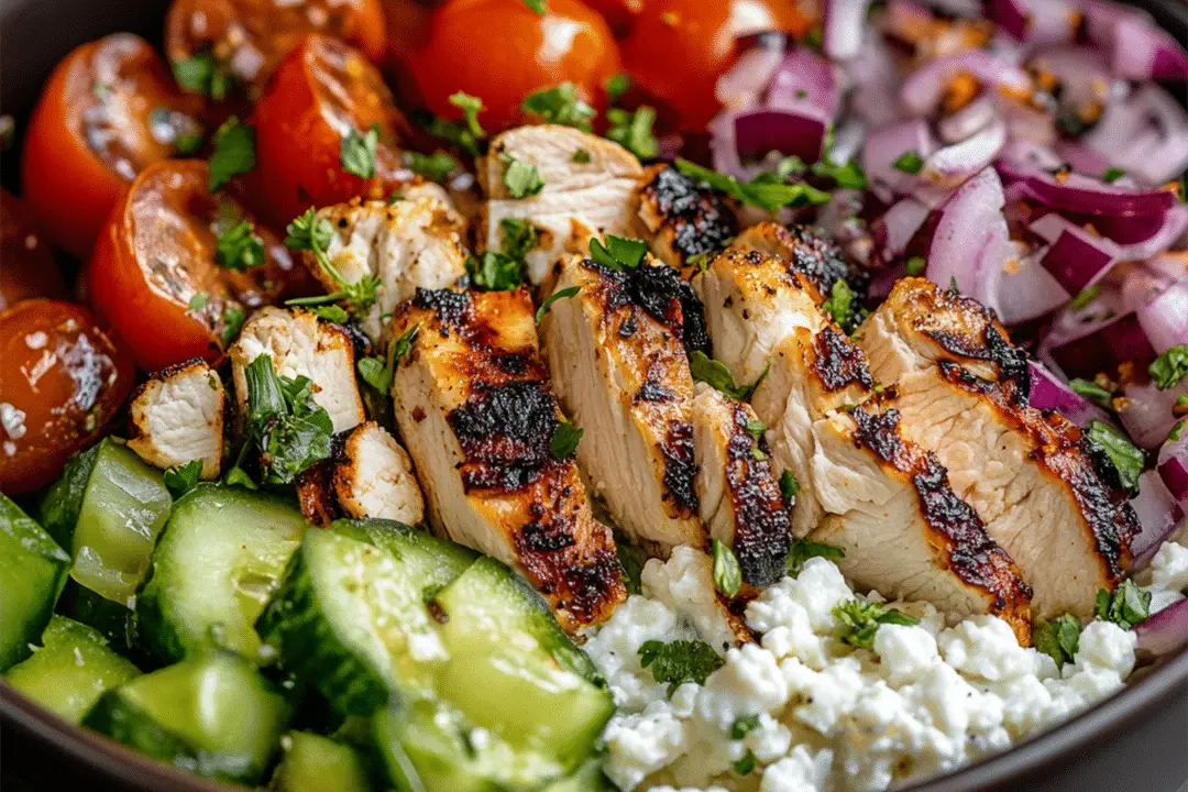 Greek Chicken Cottage Cheese Bowl