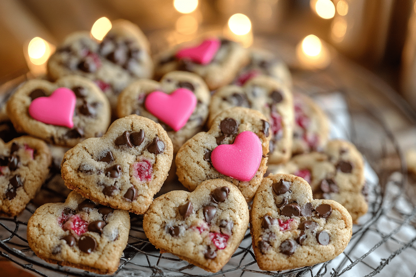 Heart-Shaped Chocolate Chip Cookies