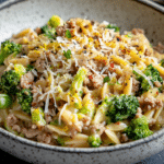 Creamy Lemon Pepper Ground Turkey and Broccoli Orzo