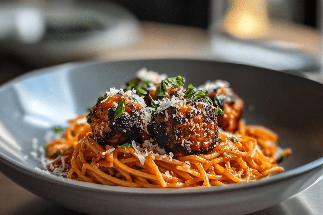 High Protein Spaghetti and Italian Chicken Meatballs