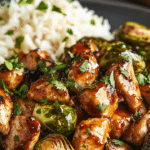 Air Fryer Sweet Chili Chicken and Brussels Sprouts