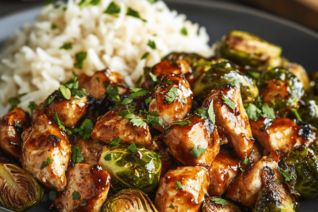 Air Fryer Sweet Chili Chicken and Brussels Sprouts
