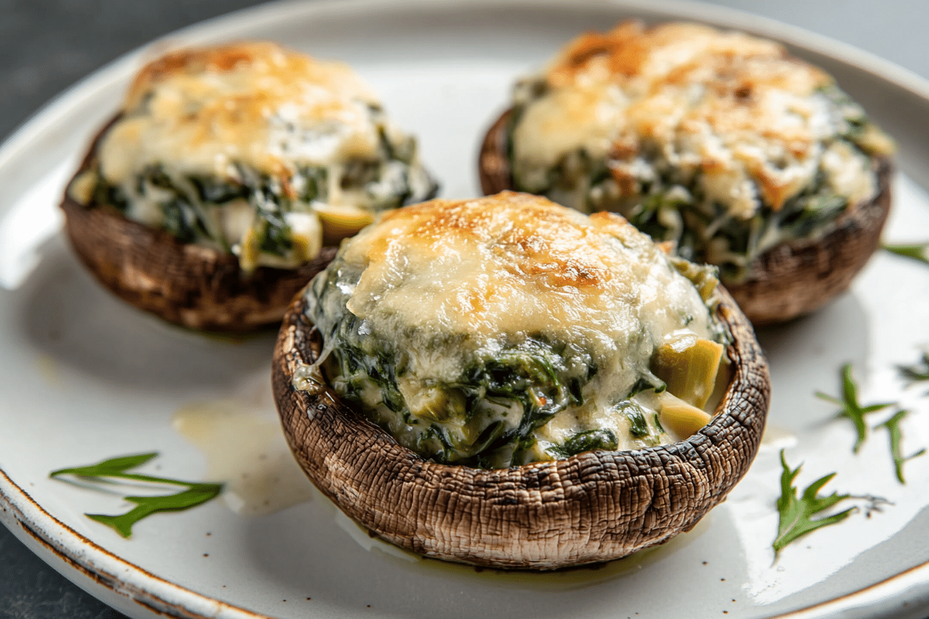 Spinach Artichoke Stuffed Mushrooms