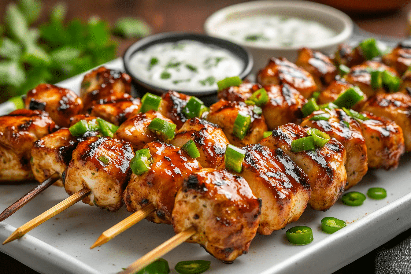 Spicy Honey Jalapeño Chicken Skewers