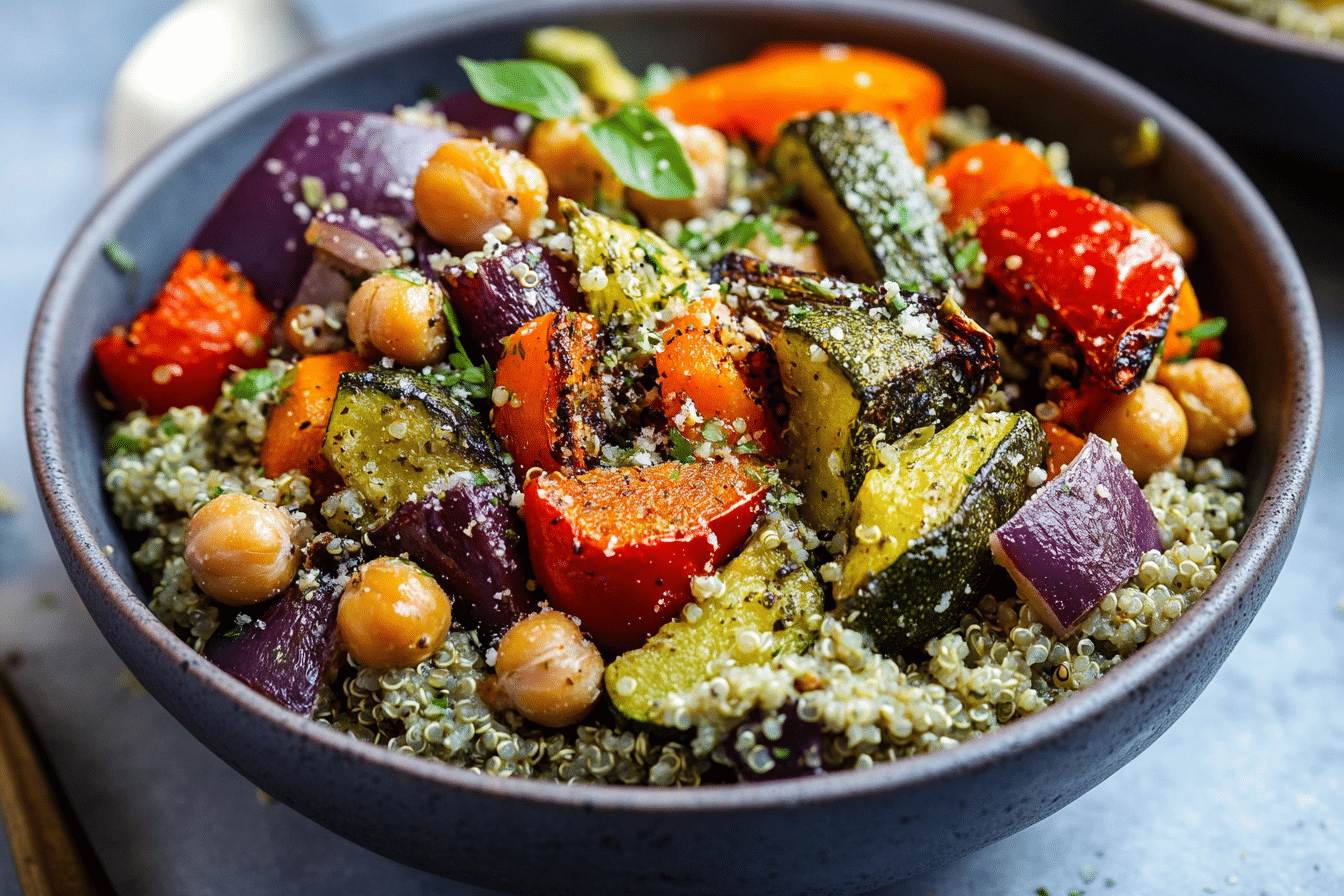 Quinoa Bowl with Roasted Veggies & Chickpeas