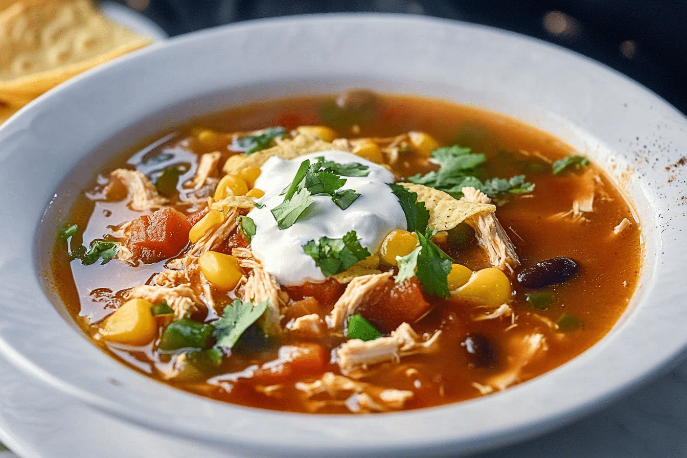 Slow Cooker 5-Ingredient Chicken Tortilla Soup