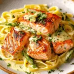 Salmon Pasta with Garlic Cream
