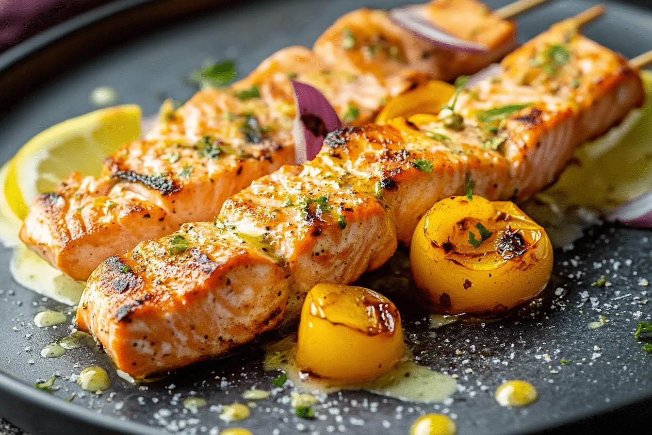 Baked or Grilled Salmon Kabobs