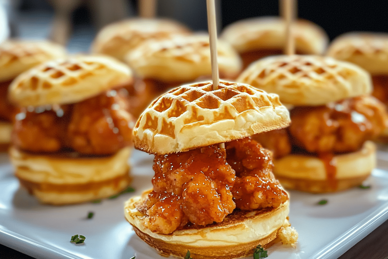 Sweet & Spicy Chicken & Waffle Sliders
