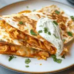 Buffalo Chicken Quesadilla with Lime Crema