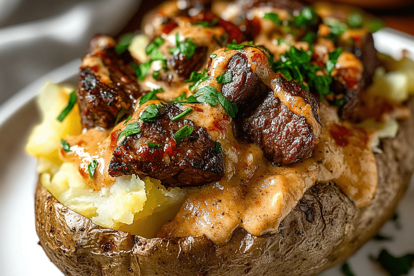 Loaded Baked Potato with Steak Bites