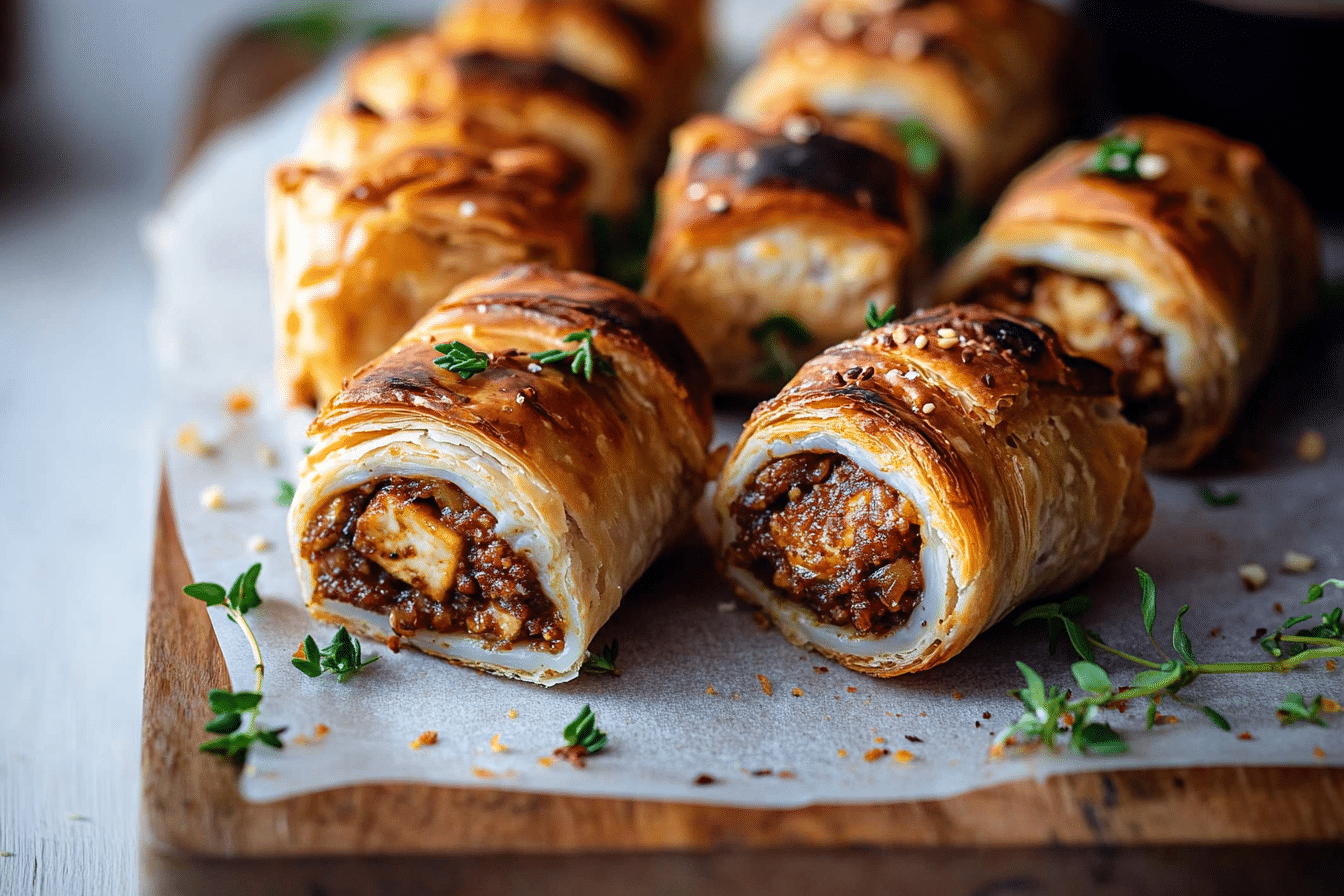 Tofu and Chestnut Sausage Rolls