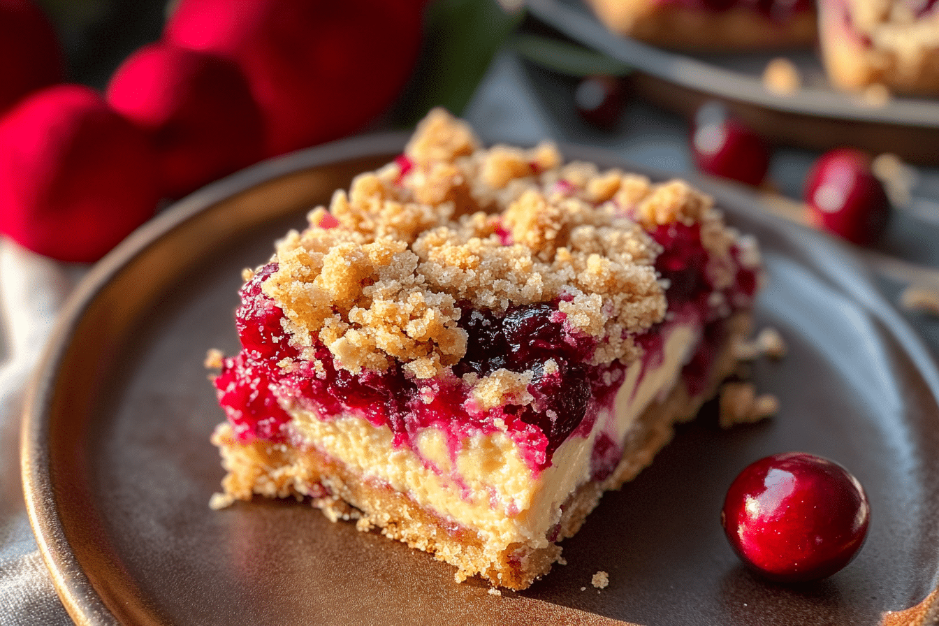 Cranberry Cheesecake Crumb Bars