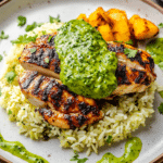 Peruvian Chicken and Rice with Green Sauce