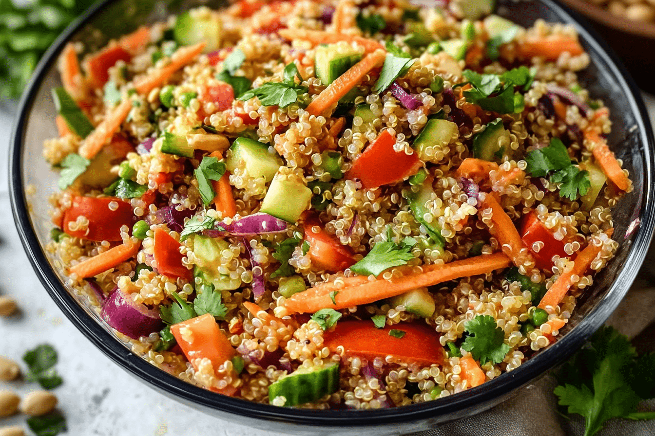 Quinoa Veggie Salad with Peanut Dressing