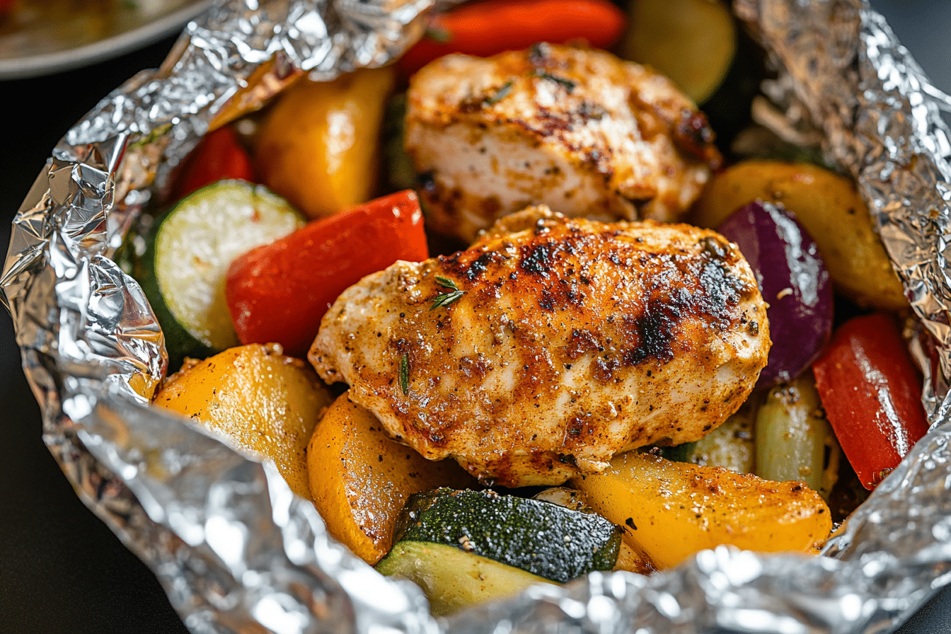 Foil Pack Cajun Chicken and Veggies