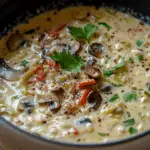 Leek, Mushroom, and Rice Creamy Soup