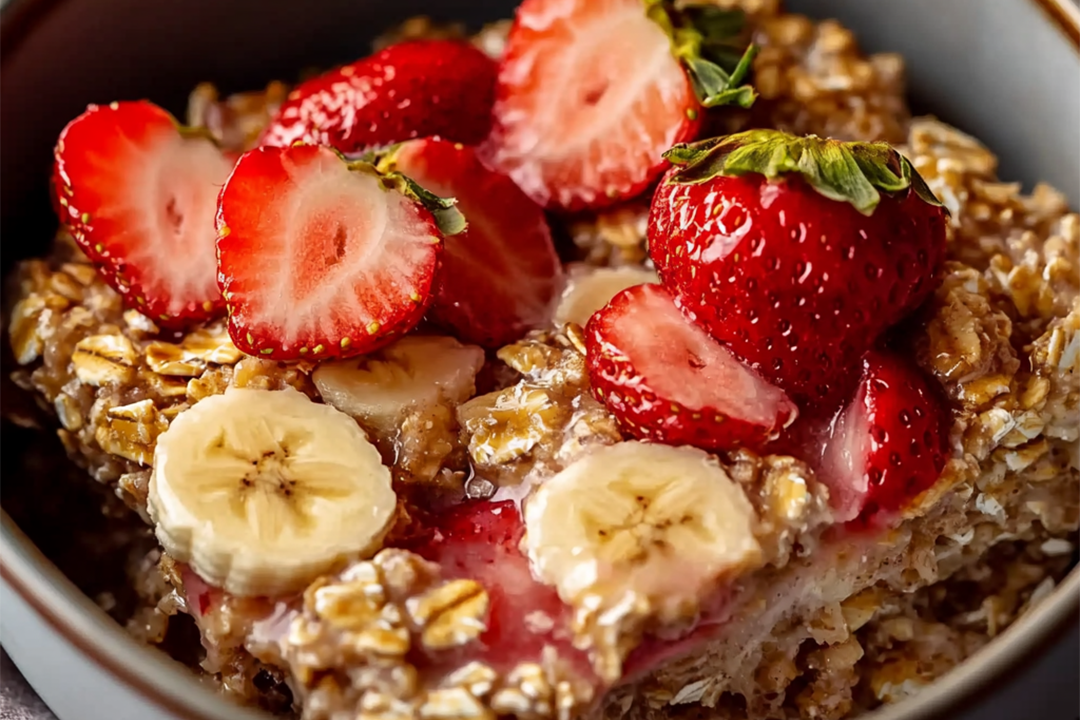 Strawberry Banana Baked Oatmeal