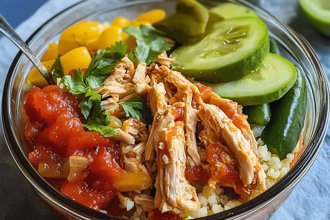 Salsa Shredded Chicken Meal Prep Bowls