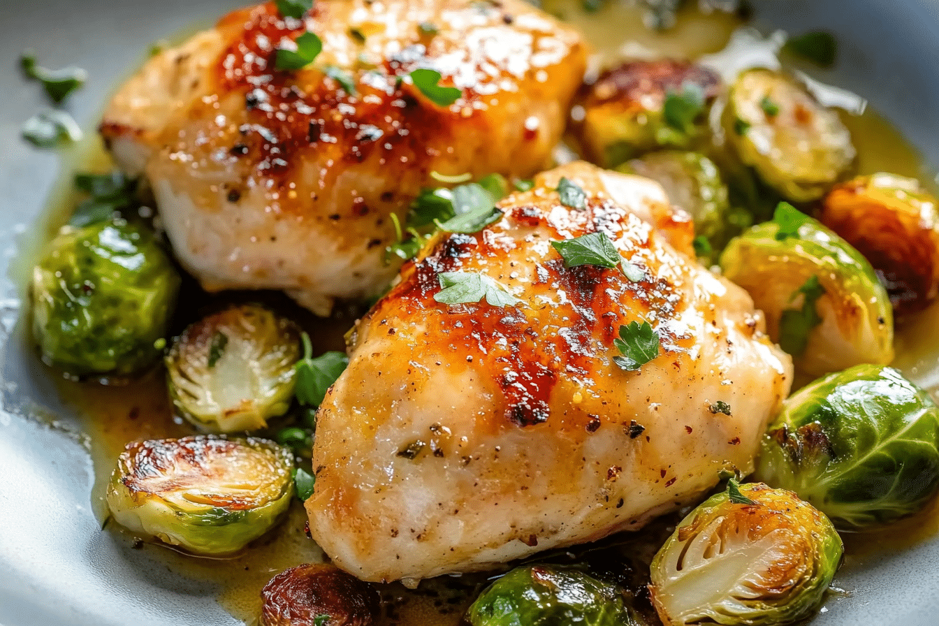 Garlic Dijon Chicken & Brussels Sprouts
