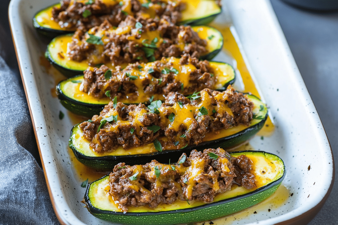 Beef Stuffed Zucchini Boats