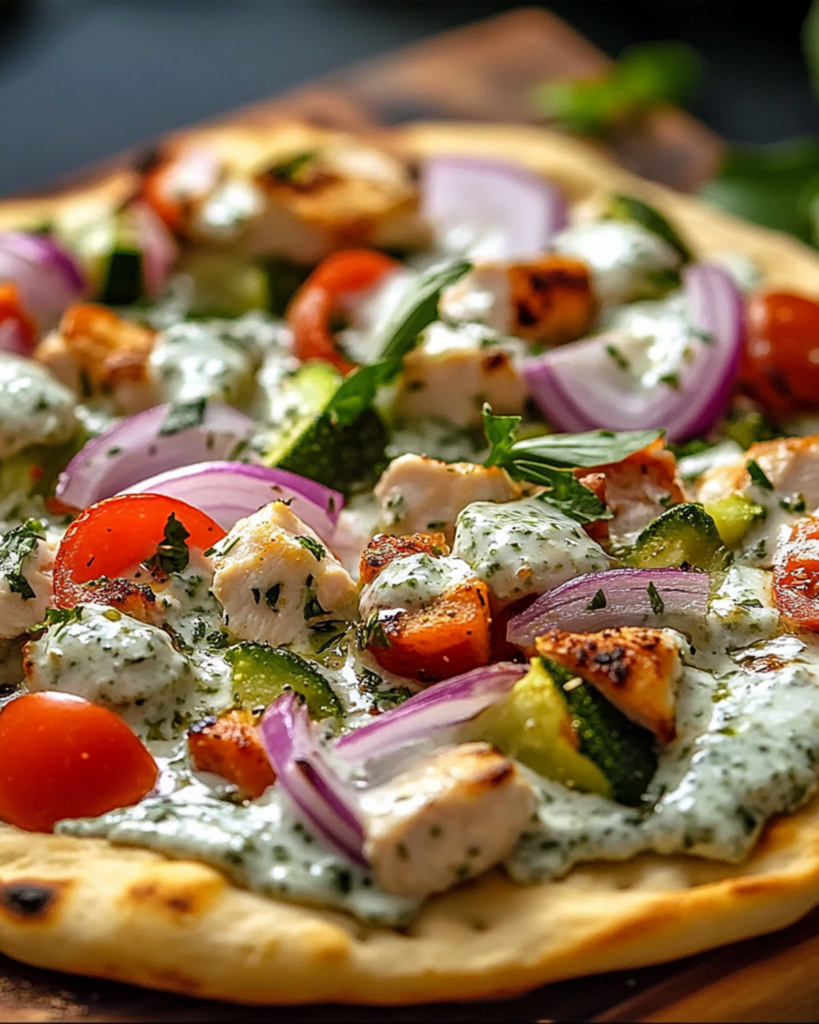 Tzatziki Chicken Naan Pizza