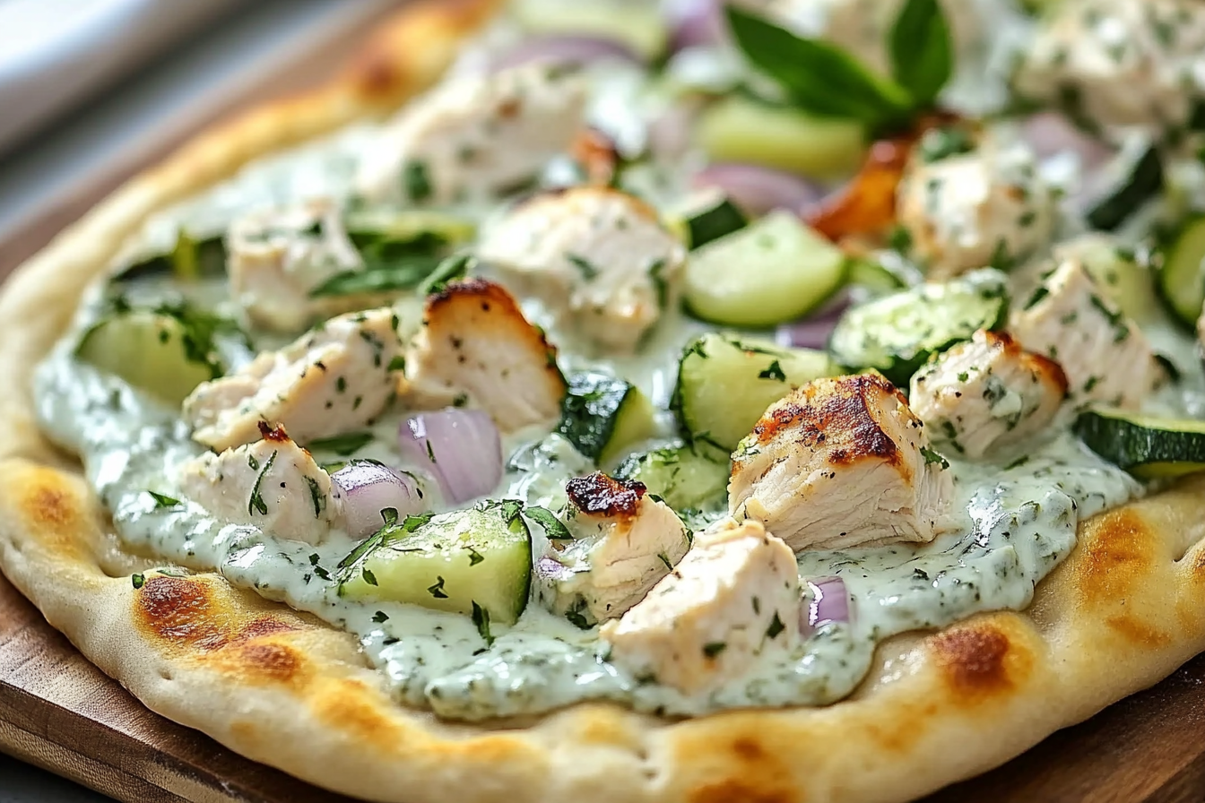 Tzatziki Chicken Naan Pizza