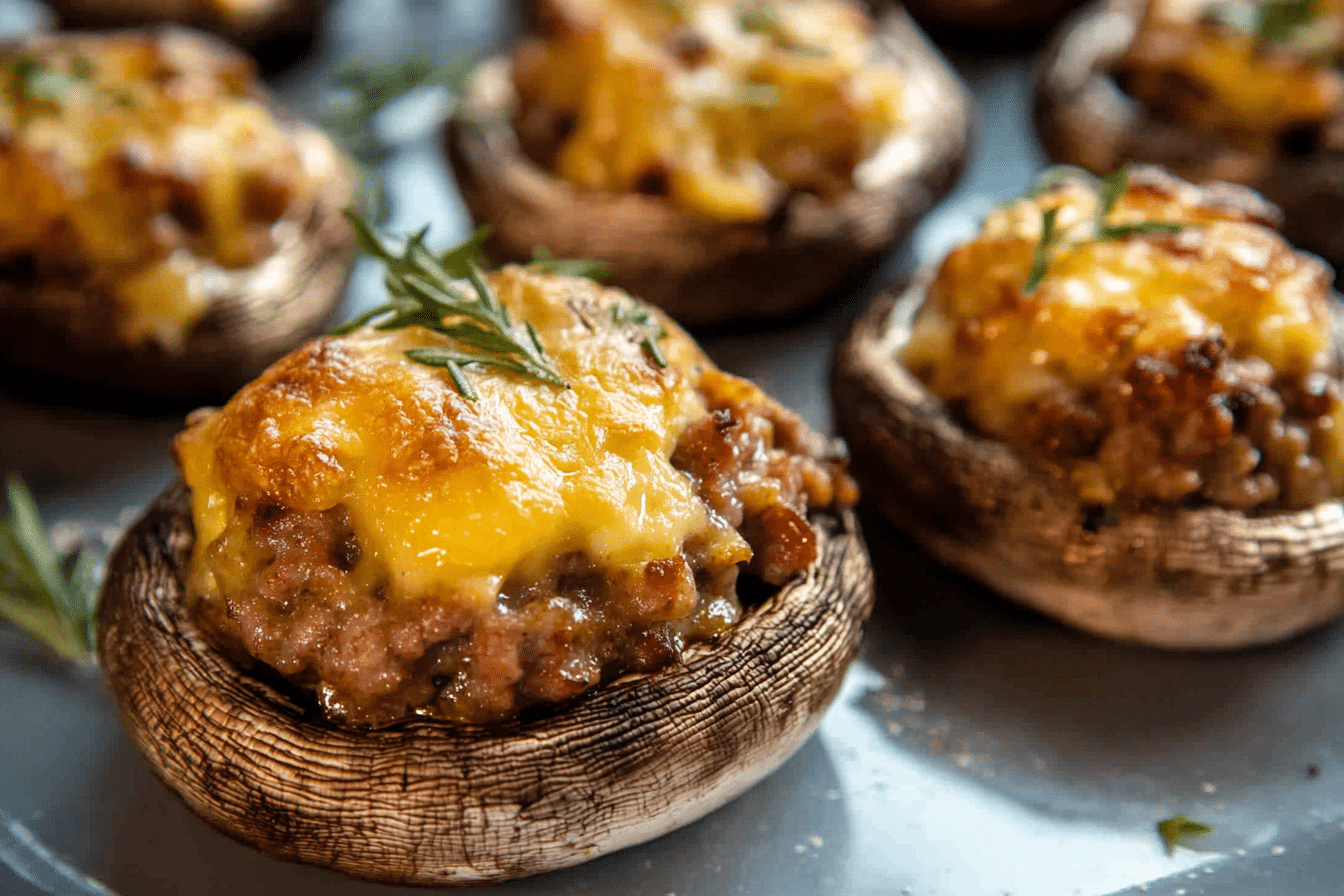 Sausage and Cheese Stuffed Mushrooms